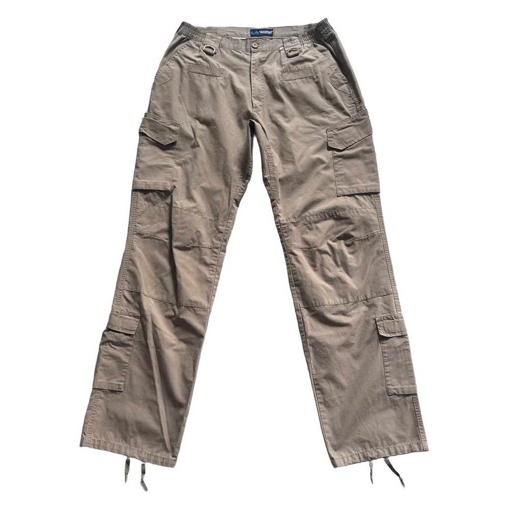 LA Police Gear Mens Elastic Waist Operator Tactical Pants Tan Ripstop Gorpcore